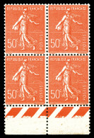 ** N°199n, 50c Semeuse, Faux De Marseille En Bd4 Bdf. TB  Qualité: **  Cote: 200 Euros - Unused Stamps