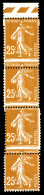 ** N°235, 25c Semeuse, Piquage Decalé Sur Bande De 4 Bdf. TTB (certificat)  Qualité: ** - Unused Stamps