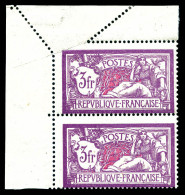 ** N°240f, 3f Merson, Piquage Oblique Par Pliage Tenant à Normal En Paire Coin De Feuille. SUP (certificat)  Qualité: ** - Unused Stamps