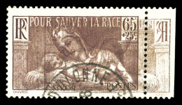 O N°356a, (N° Maury), 65c +25c: Double Impression Dont Une Renversée, Bord De Feuille Latéral, 10 Exemplaires Connus, R. - Used Stamps