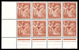 ** N°652b, 1f 50 Iris: Impression Sur Raccord En Bloc De 8 Cdf. TTB (signés Brun/certificat)  Qualité: **  Cote: 440 Eur - Unused Stamps