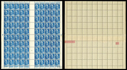 ** N°719B, 5F Gandon, Impression Sur Raccord Avec Sonnettes Sur Feuille Complète De 100 Exemplaires Datée Du 22.10.47. S - Unused Stamps