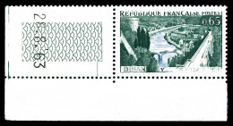 ** N°1315, Dinan, Couleur Verte Unicolore Et 'Vallée De La France' Effacé, Coin De Feuille Daté. SUP. R.R. (certificat)  - Unused Stamps