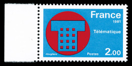 ** N°2130a, Télématique SANS RAYURES HORIZONTALES DANS LE CERCLE Bord De Feuille Latéral Gauche, RARE ET SUPERBE (certif - Unused Stamps