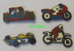 PAT14950 CARBURANT HUILE ELF COMPETITION AUTO F1 MOTO Lot De 4 Pin's En EGF Signés BOOMERANG - Carburanti