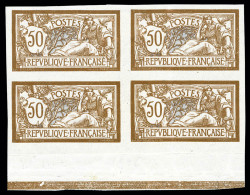 ** N°120a, 50c Brun Et Gris En Bloc De Quatre NON DENTELE (2ex*), Bas De Feuille Avec Liseret, SUPERBE (certificat)  Qua - 1872-1920