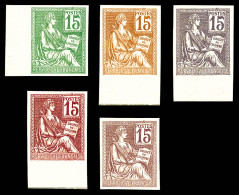 (*) N°117, 15c Mouchon, 5 Essais De Couleurs Différentes. TB (certificat)  Qualité: (*)  Cote: 675 Euros - Farbtests 1900-1944