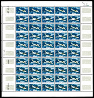 ** N°39b, 3f Maurane Saulnier: Bleu Unicolore En Feuille Complète De 50 Exemplaires. SUP. R. (certificat)  Qualité: **   - Full Sheets