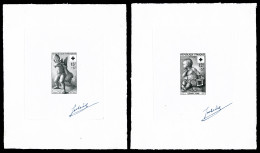 (*) N°1048/49, Paire Croix Rouge De 1955: 2 épreuves D'artiste En Noir Signée, Rare Et SUP (certificat)  Qualité: (*) - Artist Proofs