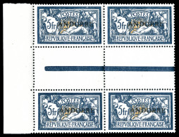 ** N°21, 5F Bleu Et Chamois En Bloc De 4 Avec Interpanneau. SUP (certificat)  Qualité: **  Cote: 1160 Euros - Unused Stamps