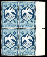 ** N°142a, 10c Bleu-gris: Double Impression De La Valeur En Bloc De 4 Bdf. SUP (certificat)  Qualité: **  Cote: 600 Euro - Unused Stamps