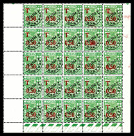 ** Taxe N°28a, 0.50 Sur 20c Vert-jaune, Surcharge Renversée Sur Panneau De 25 Exemplaires. SUP (certificat)  Qualité: ** - Strafport