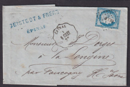 Bahnpost Frankreich Brief EF 25 C. Epinal Via Gare De Vesoul Nach Faucogney - Cartas & Documentos