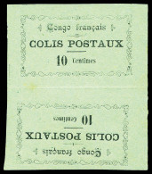 (*) Colis-Postaux N°1A, 10c Noir Sur Bleu En Paire Verticale Tête Bêche (type III + IV). SUPERBE. R. (signée Marchand/ce - Ongebruikt