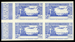 (*) Avion En Vol, NON EMIS 1f65 Bleu Sans Légende Non Dentelé En Bloc De Quatre Bdf. TTB (certificat)  Qualité: (*)  Cot - Unused Stamps
