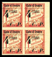 ** Colis-Postaux N°21, 4f Sur 1f Rose En Bloc De Quatre Bord De Feuille. SUPERBE. R. (certificat)  Qualité: **  Cote: 28 - Unused Stamps