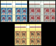 ** N°20A, 21A Et 22A, Les 3 Valeurs Millésimes Avec Chiffres Espacés Tenant à Normaux En Blocs De 8 Haut De Feuilles. TT - Unused Stamps