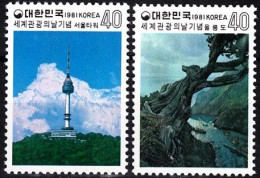 KOREA SOUTH 1981 International Tourism Day. TV Tower, Tree, MNH - Environment & Climate Protection