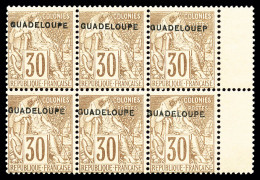 ** N°22da, 30c Brun Variété 'GUADELOUEP' Tenant à Normaux Dans Un Bloc De 6, Fraîcheur Postale, SUPERBE (certificat)  Qu - Nuevos