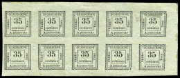 ** N°11a, 35c Gris: 'UADELOUPE' (case 7) Tenant à Normaux Dans Un Bloc De Dix (4 Ex *). SUPERBE. R. (certificat)  Qualit - Postage Due