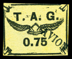 O N°4A, T.A.G, 75c Noir S/gris. TTB (signé Calves/certificat)  Qualité: Oblitéré  Cote: 1000 Euros - Oblitérés