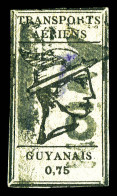 O N°6A, T.A.G, Tête De Mercure 0.75 Noir Et Gris, Oblitération Grande Griffe AVION En Noir, TTB (certificat)  Qualité: O - Used Stamps