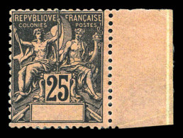 * N°10a, 25c Noir Sur Rose, SANS LEGENDE 'INDO-CHINE', Bord De Feuille Latéral. SUPERBE. R.R.R. (signé Brun/certificats) - Unused Stamps