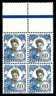 ** N°122A, 60c Bleu, Surcharge Absente En Bloc De Quatre Bdf, SUP (certificat)  Qualité: **  Cote: 1000 Euros - Unused Stamps