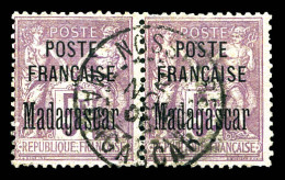 O N°22, 5f Violet En Paire Obl Càd Centrale. SUP  Qualité: Oblitéré  Cote: 280 Euros - Used Stamps