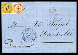 O Aigle 10c Bistre + 40c Orange, Tarif Martinique-France Par Voie Mexicaine Sur Lettre De ST PIERRE Le 25 Août 1864 Pour - Covers & Documents