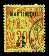 O N°1A, 5 Sur 20 Centimes Brique Sur Vert: Surcharge Espacée. SUPERBE. R.R. (signé Calves/certificat)  Qualité: Oblitéré - Used Stamps