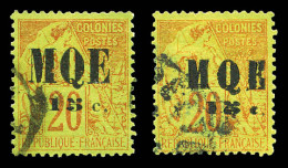 O N°2/2A, 15c Sur 20c Brique Sur Vert: Type I Et Type II, Les 2 Exemplaires TB (certificat)  Qualité: Oblitéré  Cote: 47 - Used Stamps