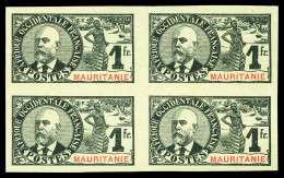 (*) N°14a, 1f Noir Et Bleu-gris Non Dentelé En Bloc De 4. TTB (certificat)  Qualité: (*)  Cote: 440 Euros - Unused Stamps