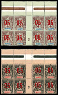 ** N°22A Et 25A, Les 2 Valeurs Surcharges Espacées Tenant à Normaux En Blocs De 8 Millésimes '3'. TTB  Qualité: **  Cote - Unused Stamps