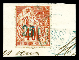 O N°6, 25 Sur 40c Rouge-orange Surcharge Bleu-pâle Sur Son Support (certificat)  Qualité: Oblitéré  Cote: 1700 Euros - Used Stamps