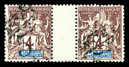 ** N°55d, 5c Sur 4c : Surcharge à Cheval En Paire Avec Interpanneau. TTB  Qualité: **  Cote: 440 Euros - Unused Stamps