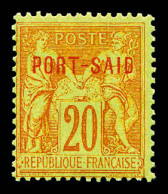 ** N°9A, 20c Brique Sur Vert. SUP (certificat)  Qualité: **  Cote: 400 Euros - Unused Stamps