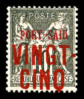 ** N°19B, VINGT-CINQ Sur 10c, SUP  Qualité: **  Cote: 380 Euros - Unused Stamps