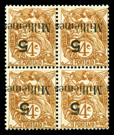 ** N°39a, 5m Sur 4c Brun: Surcharge Renversée En Bloc De Quatre. TTB (certificat)  Qualité: **  Cote: 800 Euros - Unused Stamps