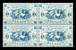 ** N°234a, 10c Bleu, Double Impression De La Valeur En Bloc De Quatre. SUP (certificat)  Qualité: **  Cote: 1200 Euros - Unused Stamps