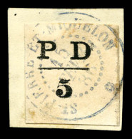 O N°16, 5c Noir Oblitéré Càd Sur Son Support, 70 Exemplaires Connus (cote Tillard). SUP. R. (signé Calves/certificats)   - Used Stamps