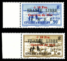 ** N°311A/B, Paire Surchargée 'Oeuvres De Mer', Bord De Feuille. TTB (signé Brun/certificat)  Qualité: **  Cote: 830 Eur - Unused Stamps