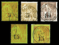 O N°1, 2, 3 Et 5A X 2 Exemplaires, Les 5 Valeurs TTB (signés Calves/Brun)  Qualité: Oblitéré  Cote: 1020 Euros - Unused Stamps