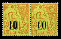 ** N°4, 10 Sur 20c Brique Sur Vert: Types V Et VI Se Tenant (n°4D Et 4E), Fraîcheur Postale. SUPERBE. R.R. (certificats) - Unused Stamps