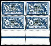 ** N°20, 20 Pi Sur 5F Bleu Et Chamois En Bloc De Quatre Bas De Feuille, Fraîcheur Postale, SUP (certificat)  Qualité: ** - Unused Stamps