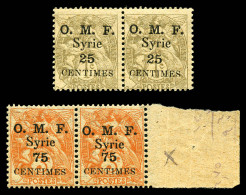 ** N°33b, 31b Et 33b, 25c Sur 1c Gris Et 75c Sur 3c Orange: Surcharges Rapprochées Entre La Valeur Et Syrie Tenant à Nor - Unused Stamps