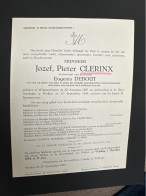 Jozef Pieter Clerinx Wed Debout Eugenia *1887 Wimmertingen +1954 Wellen Mees Schreurs Politiek Gevangene 14-18 Vannitsen - Avvisi Di Necrologio