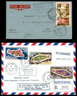O Ensemble De 4 Lettres Dont PA1 100f Brun-rouge Obl Du 20.1.1950 + Griffe Expedition Francaise 1848-1950. TB  Qualité:  - Cartas & Documentos