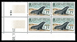 ** N°16, 25f Otarie De Kerguelen, Bloc De Quatre Cdf Daté. TTB  Qualité: ** - Unused Stamps