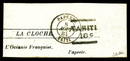 O N°5A, 10c, Bande Complète Obl Càd PAPEETE Du 8 Août 1884. SUP (signé Scheller)  Qualité: Oblitéré  Cote: 380 Euros - Gebruikt